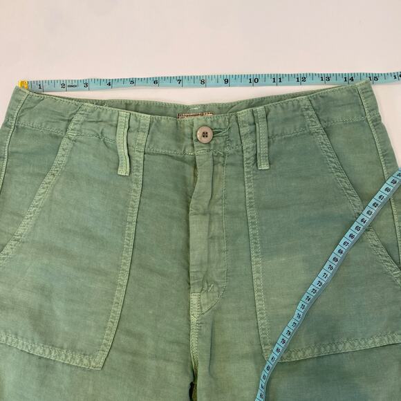 Mother The Shaker Chop Crop Hedge Green Pants Cotton Linen EUC Sz 27 - Picture 11 of 16